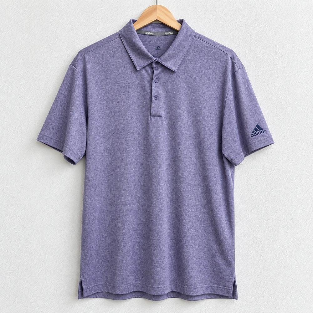 Adidas Mens Heathered Purple Performance Polo Shirt Size Large Short Sleeve Golf